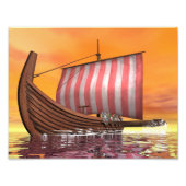 Drakkar- of wandelschip - 3D-weergave Foto Afdruk (Voorkant)