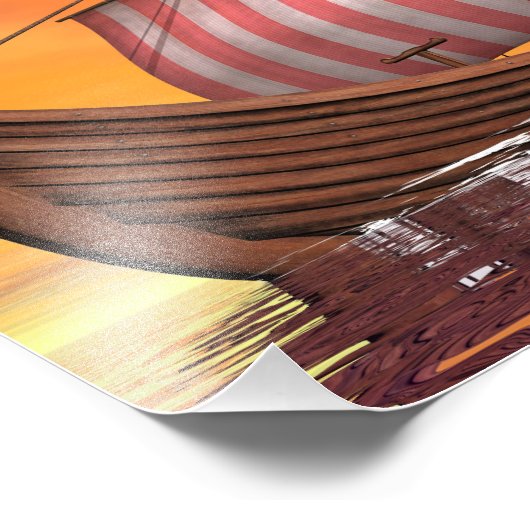 Drakkar- of wandelschip - 3D-weergave Foto Afdruk (Hoek)