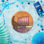 Drakkar- of wandelschip - 3D-weergave Papieren Bordje (Feest)