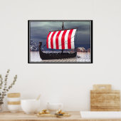 Drakkar Vikingschip Zeilschip Poster (Keuken)