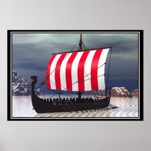 Drakkar Vikingschip Zeilschip Poster