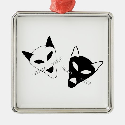 Drama Cat-maskers Metalen Ornament (Voorkant)