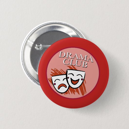 Drama Club Badge in Red Ronde Button 5,7 Cm (Voorkant /achterkant)