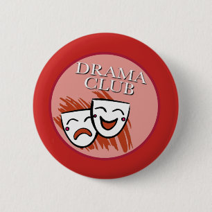 Drama Club Badge in Red Ronde Button 5,7 Cm