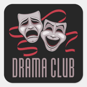 Drama Club Komedie- en tragediemaskers Vierkante Sticker