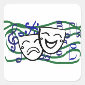 Drama de musical vierkante sticker (Voorkant)