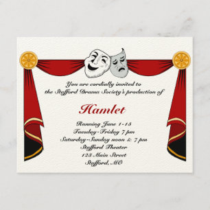 Drama en theateruitnodiging kaart