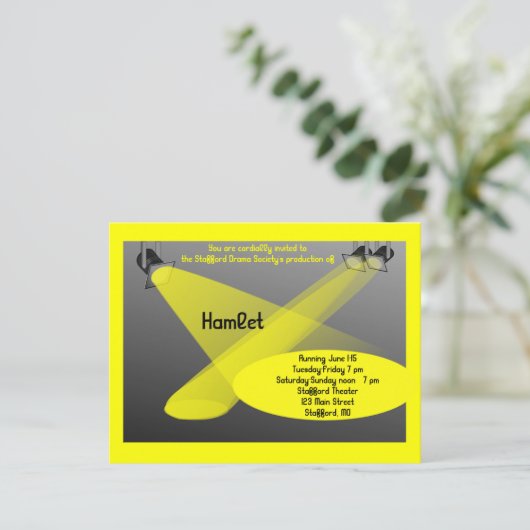 Drama en theateruitnodiging kaart (Staand voorkant)