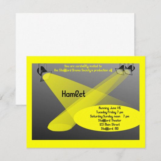 Drama en theateruitnodiging kaart (Voorkant / Achterkant)