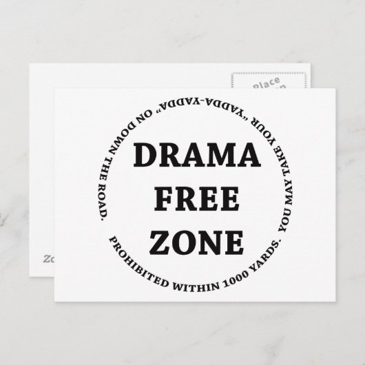 Drama Free Zone Briefkaart (Voorkant / Achterkant)