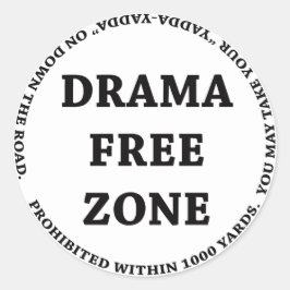 Drama Free Zone Ronde Sticker
