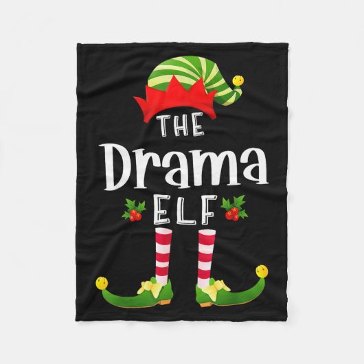 Drama Kerst Elf Bijpassende Pyjama Kerstfeest Fleece Deken (Voorkant)