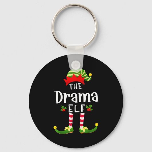 Drama Kerst Elf Bijpassende Pyjama Kerstmis Feest Sleutelhanger (Voorkant)