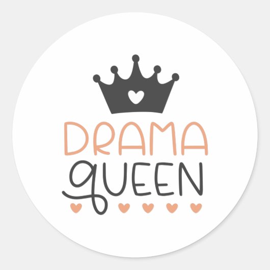 Drama Koningin Ronde Sticker (Voorkant)