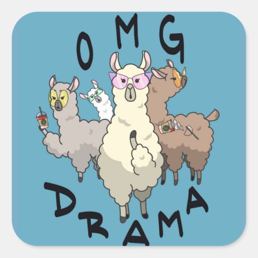 Drama Lama Vierkante Sticker (Voorkant)