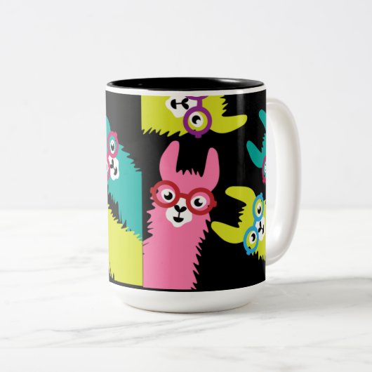 Drama Llama Colorful Camelid Large Coffee Mok (Voorkant rechts)