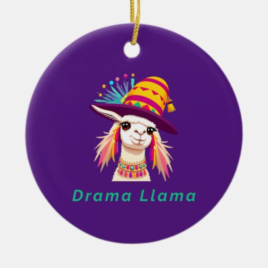 Drama Llama Grappig dier Keramisch Ornament (Voorkant)