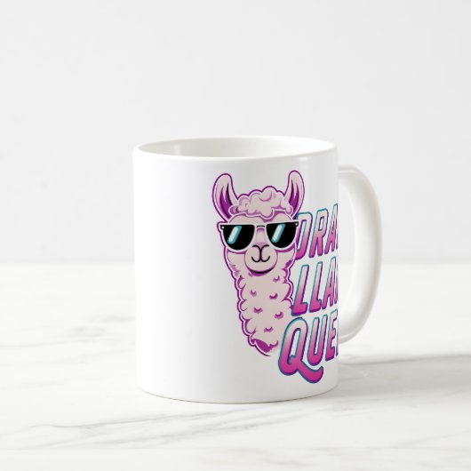Drama Llama Queen Schattige Llama met zonnebril Vr Koffiemok (Voorkant rechts)