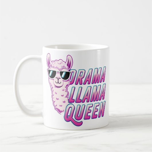 Drama Llama Queen Schattige Llama met zonnebril Vr Koffiemok (Links)