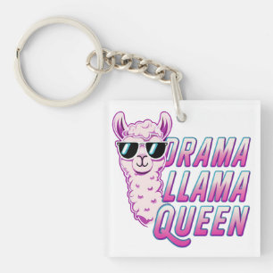 Drama Llama Queen Schattige Llama met zonnebril Vr Sleutelhanger