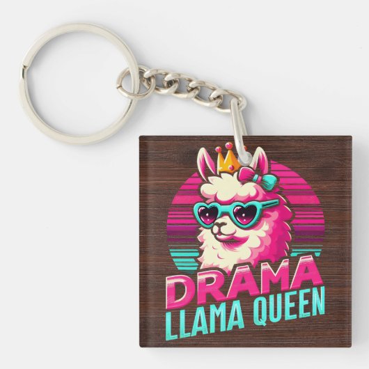 Drama Llama Queen voor Llama Liefhebbers voor Vrou Sleutelhanger (voorkant)