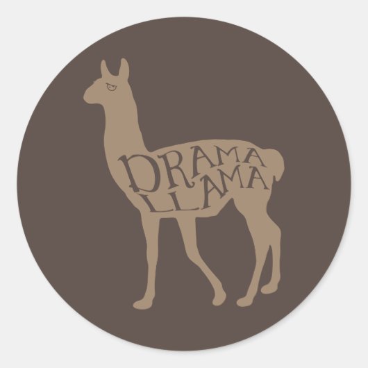 Drama Llama Ronde Sticker (Voorkant)