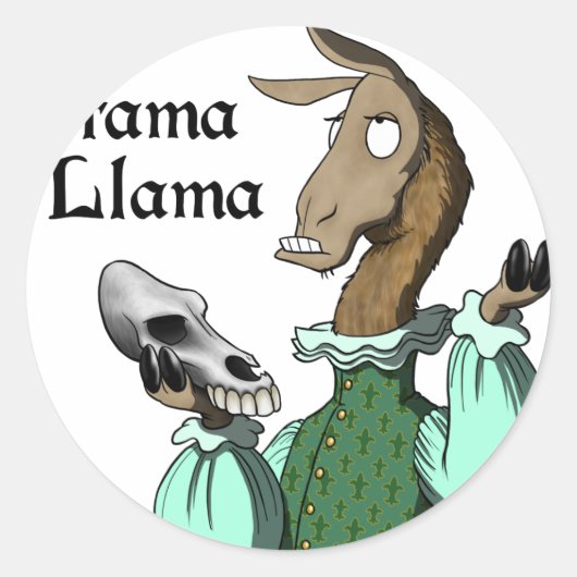 Drama Llama Ronde Sticker (Voorkant)