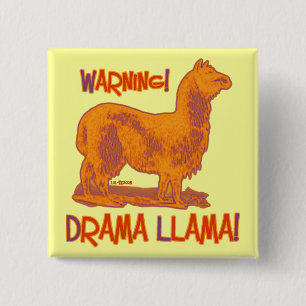 Drama Llama Vierkante Button 5,1 Cm
