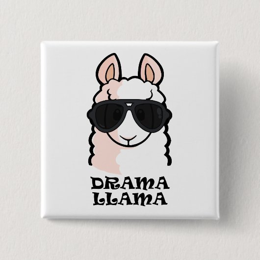 Drama Llama Vierkante Button 5,1 Cm (Voorkant)
