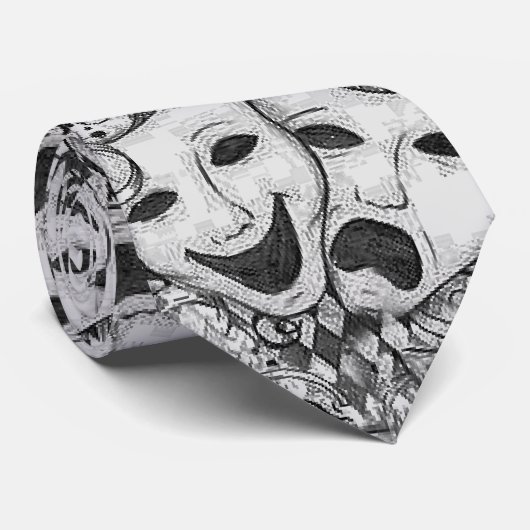 Drama Mask B&W Stropdas (Opgerold)