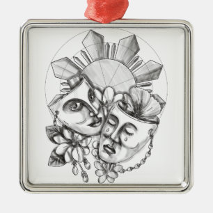 Drama Mask Hibiscus Sampaguita Flower Philippine S Metalen Ornament