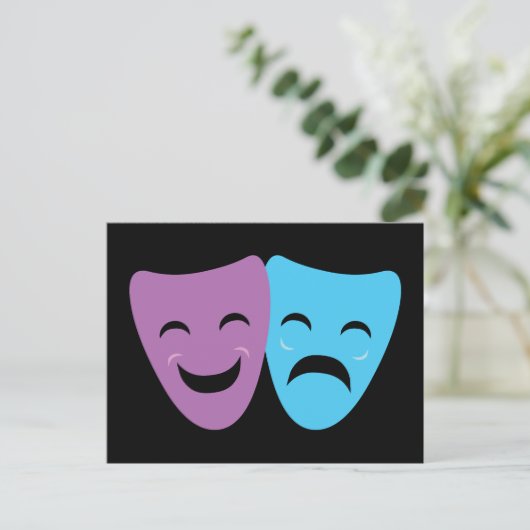 Drama maskers briefkaart (Staand voorkant)