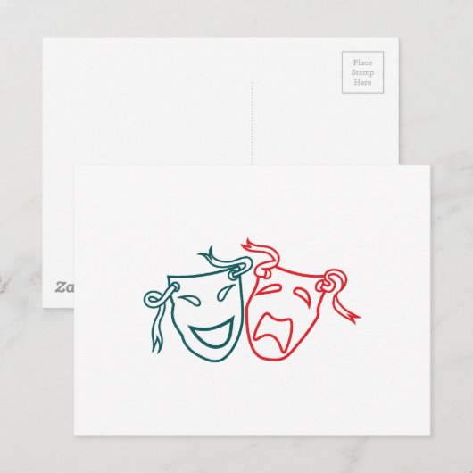 Drama maskers briefkaart (Voorkant / Achterkant)