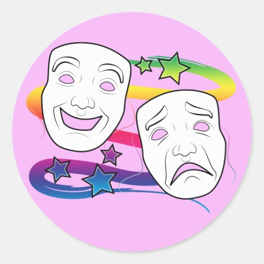 Drama maskers comedy en tragedie ronde sticker (Voorkant)
