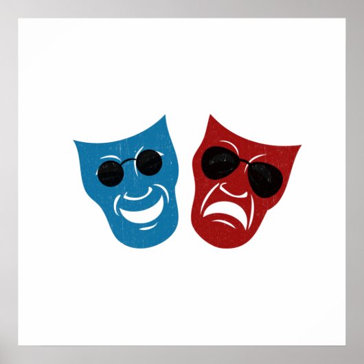 Drama-maskers met zonnebril poster (Voorkant)