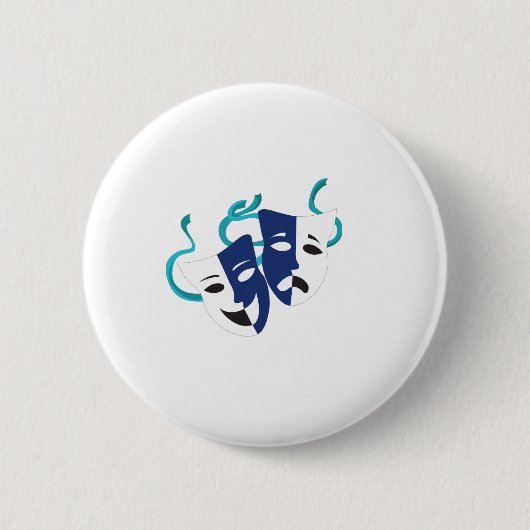 Drama maskers ronde button 5,7 cm (Voorkant)