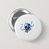 Drama maskers ronde button 5,7 cm (Voorkant /achterkant)