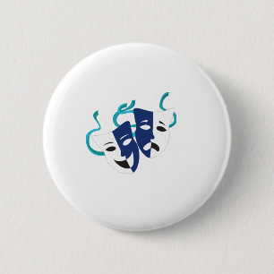 Drama maskers ronde button 5,7 cm