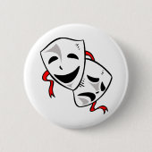 Drama maskers ronde button 5,7 cm (Voorkant)