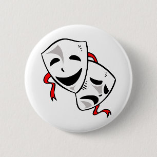 Drama Maskers Ronde Button 5,7 Cm