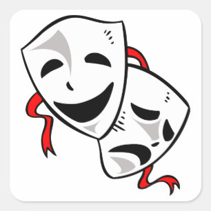 Drama maskers vierkante sticker