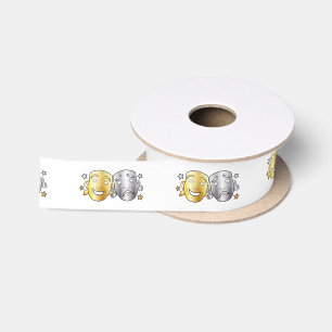 Drama maskers voor komedie en tragedie Gold Silver Satijnen Lint