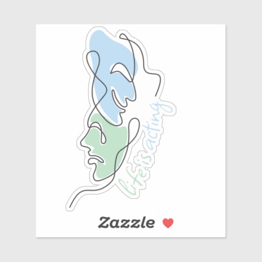 Drama Masks Custom Life is Acting Musical Theater Sticker (Vel)