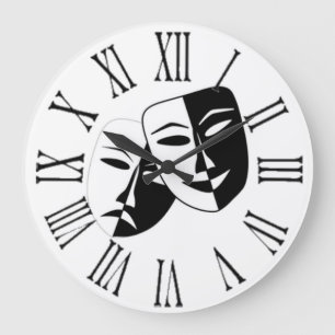 DRAMA MASKS ROMAN NUMERALS CLOCK GROTE KLOK