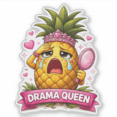 Drama Queen Ananas op maat gesneden vinyl sticker (Voorkant)