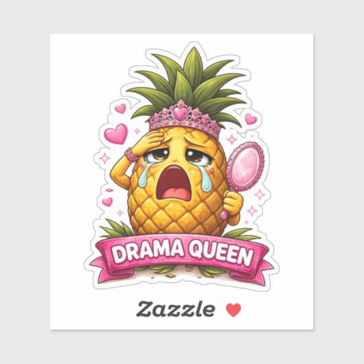 Drama Queen Ananas op maat gesneden vinyl sticker (Vel)