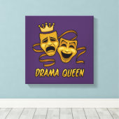 Drama Queen Comedy en Tragedie Gold Theater Mask Canvas Afdruk (Insitu (Houten vloer))
