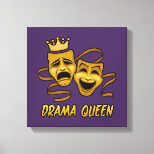 Drama Queen Comedy en Tragedie Gold Theater Mask Canvas Afdruk