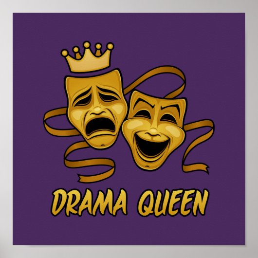 Drama Queen Comedy en Tragedie Gold Theater Mask Poster (Voorkant)