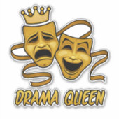 Drama Queen Comedy en Tragedie Gold Theater Mask Sticker (Voorkant)